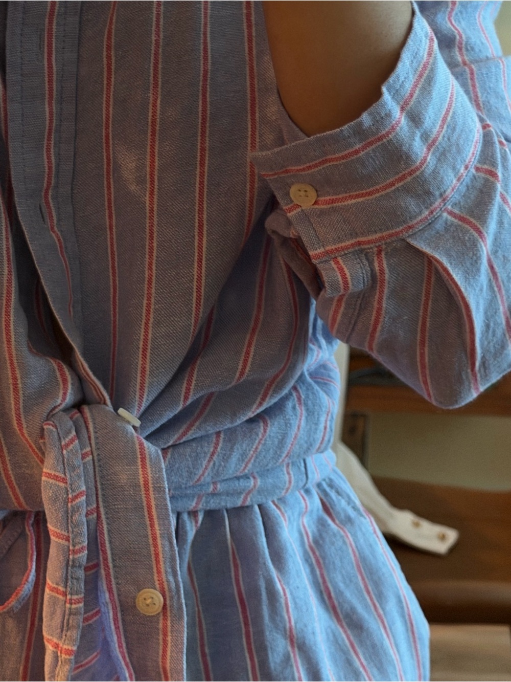 Gap Linen blend Relaxed Lavender Stripe Shirt & Shorts (set) - Picture 7 of 7
